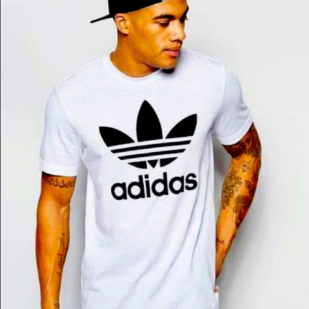 Adidas Originals white printed Trefoil tsh…